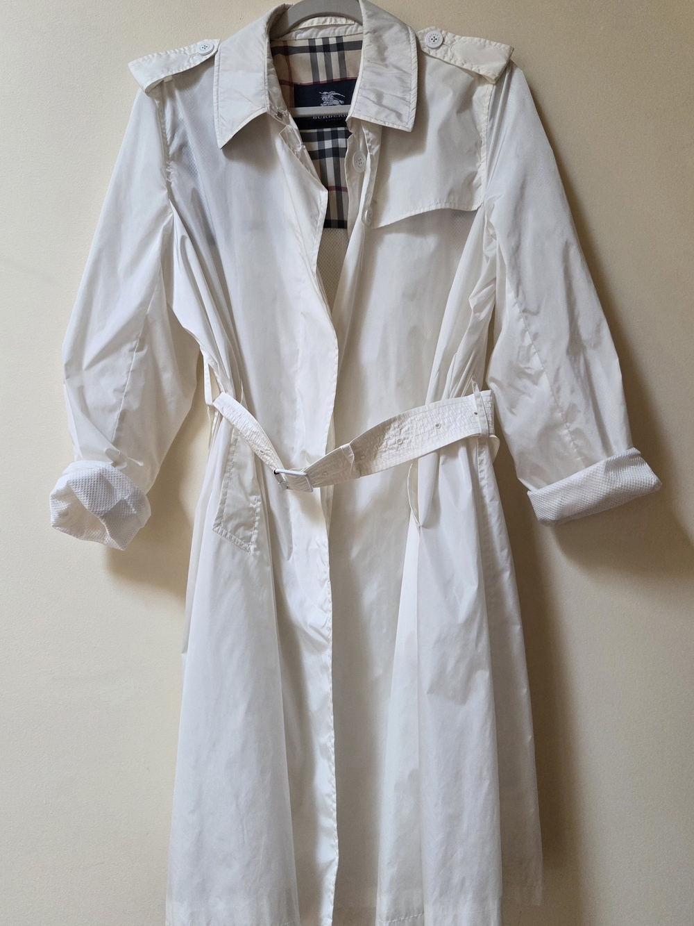Authentic Burberry London White Nylon Trench Coat